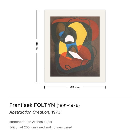 Frantisek Foltyn Sérigraphie Abstraction Création 1973 – Lithographies et sérigraphies, Paper (photo 3 of 5)