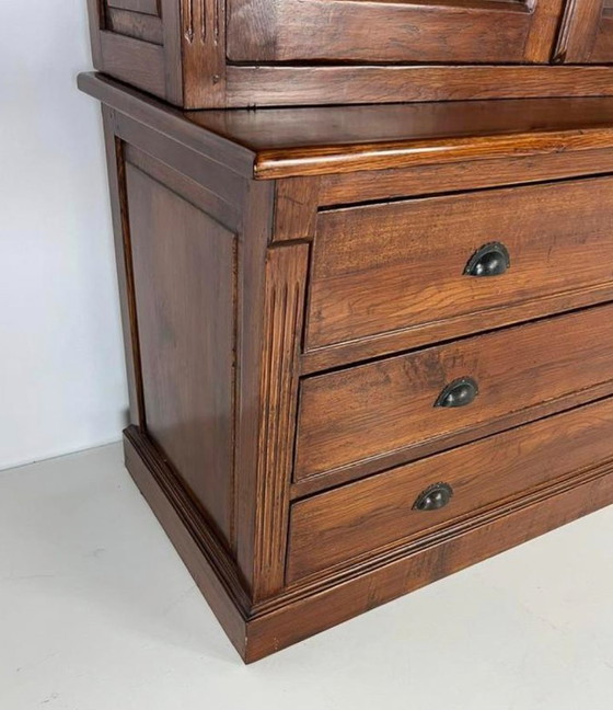 Eichholtz Sideboard - Bookcase - Display cabinet - solid oak cabinet Flamant, Wood, Glass, Brown, Klassiek (photo 3 of 15)