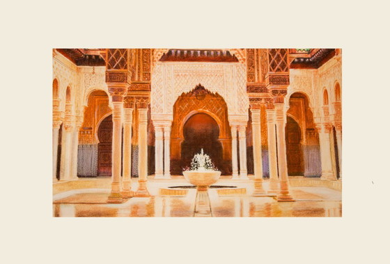 Image 1 of Drawing of a mosque in Malaysia. Mosque drawing. Mosque painting. Mozarabic art. Oriental architecture. New.