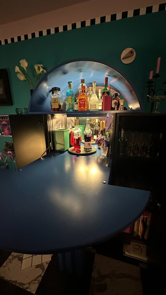 Image 1 of Interlübke Bar Duo Peter Maly Postmodern Memphis Milano 80s Blue