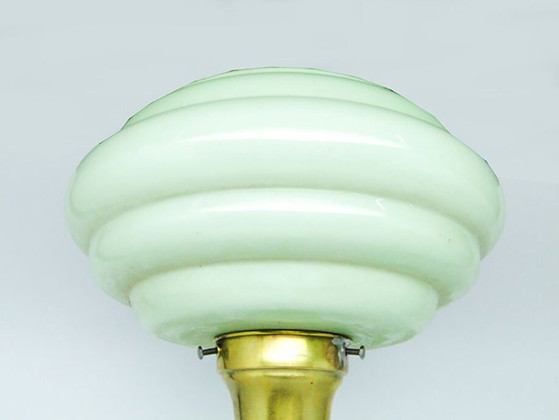 Pendelleuchte aus Glas und Messing im Stil der Mitte des 20. Jahrhunderts, 1950er Jahre – Pendelleuchten (photo 3 of 8)