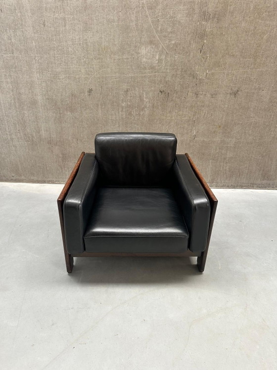 Fauteuils Knoll Bastiano en cuir noir et noyer Afra & Tobia – Gavina, Wood, Leather (photo 4 of 11)