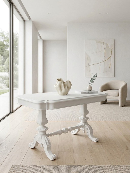 Louis Philippe walnut coffee table, 19th century, white lacquer