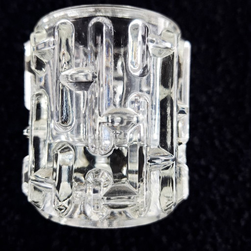 Vintage Teelichthalter im brutalistischen Stil, Sklo Union Rudolfova Vladislav Urban, Glas, 60er/70er Jahre