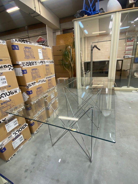 Image 1 of 2x Vintage glass table with iron frame 1970 Max Sauze