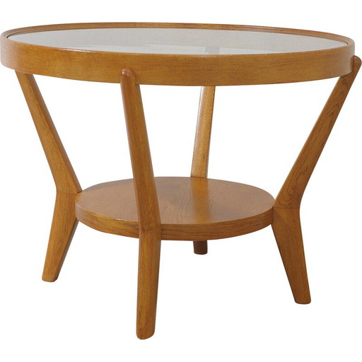 Mesa de centro vintage de roble esmaltado de Kropacek y Kozelka, Checoslovaquia, 1944