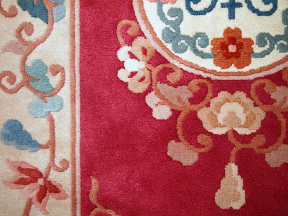 Image 1 of Handmade vintage Art Deco Chinese rug 2.5' x 4.5' (77cm x 139cm) 1970s - 1C442