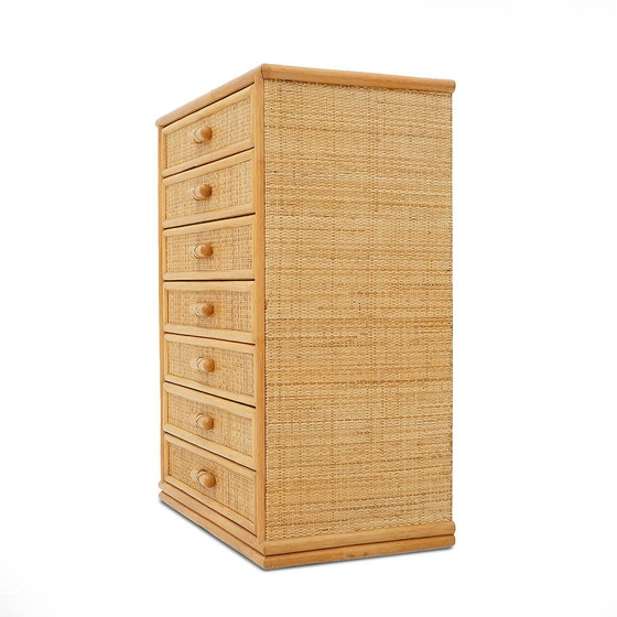 Image 1 of Rieten ladekast, jaren 1980