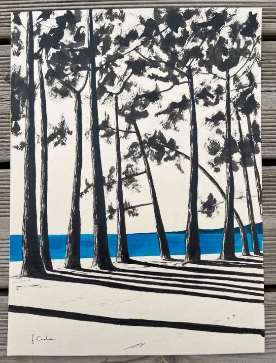 Image 1 of Inchiostro di china su carta naturale 250g.  Soggetto : Cap Coz.  Formato 40x30cm.