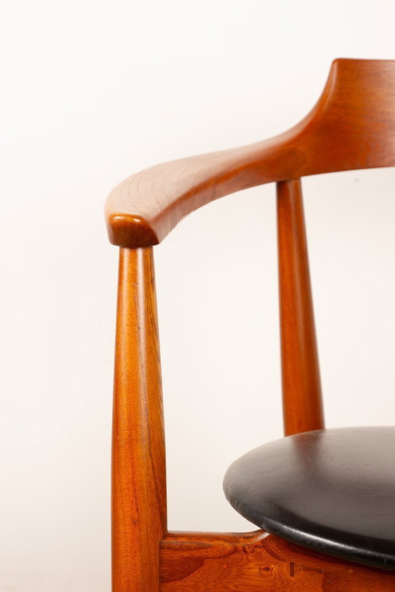 Image 1 of Sedia da ufficio in olmo massiccio e skai, prima edizione, modello ST 750 Arne Wahl Iversen per Niels Eilersen 1959.