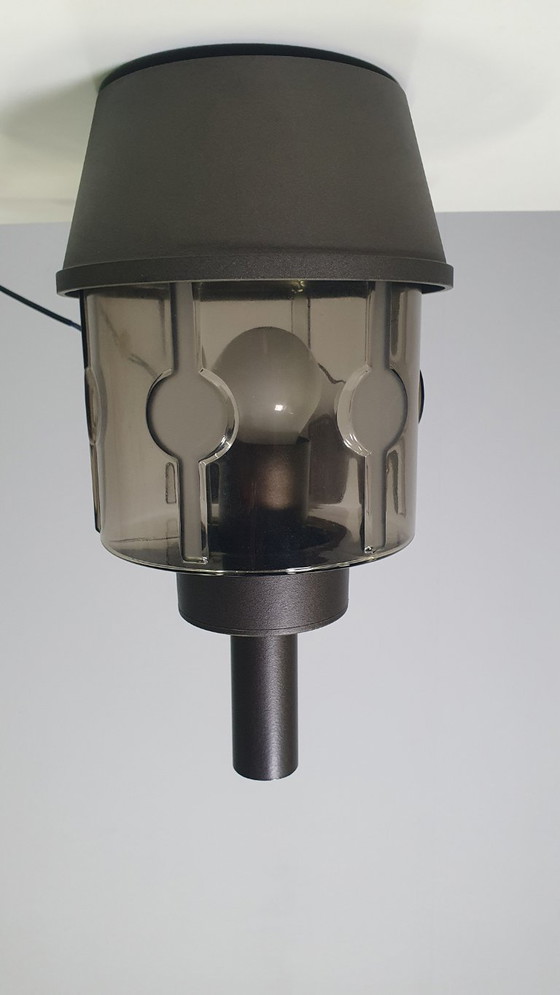 Image 1 of Applique murale vintage Hoffmeister en verre fumé brun, style années 70, époque spatiale