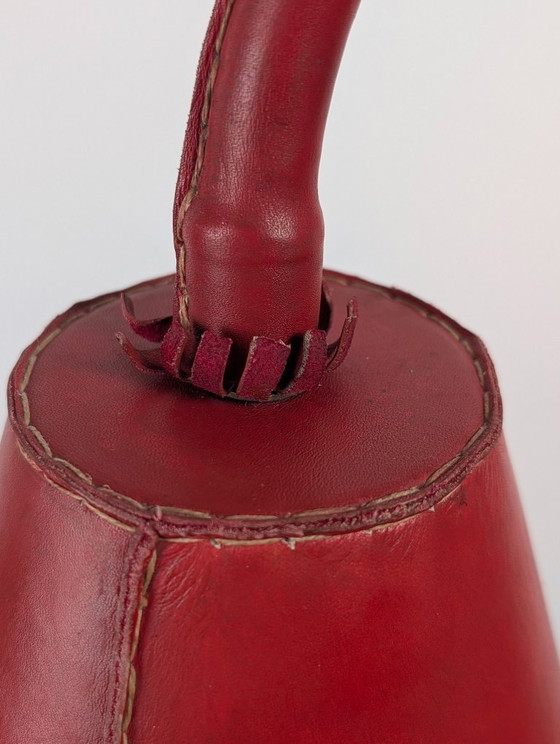 Jacques Adnet Red Leather Floor Lamp, Mid-Century Modern, France, 1960s – Lighting, Metal (photo 4 of 13)