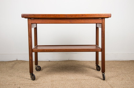 Image 1 of Teak 1960 rolling table, sideboard, extendable Dane and two levels by Kurt Ostervig for Jason Mobler 1960.
