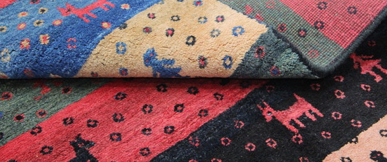 Image 1 of Alfombra oriental persa original Gabbeh Ghashghai, 162 cm x 105 cm, antigua, natural