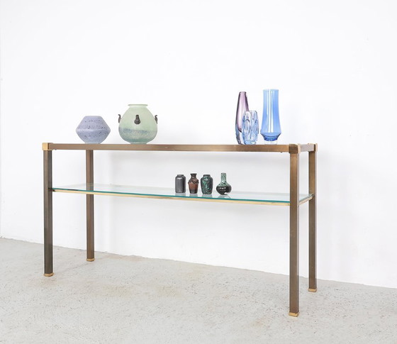 Image 1 of Consolle in ottone e vetro, anni '70