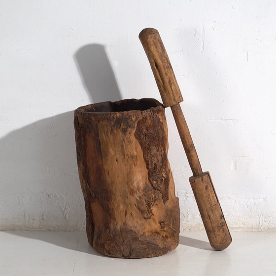 Large antique wabi-sabi style mortar and pestle (c.1920) #78 – Decorative Objects (photo 8 of 40)