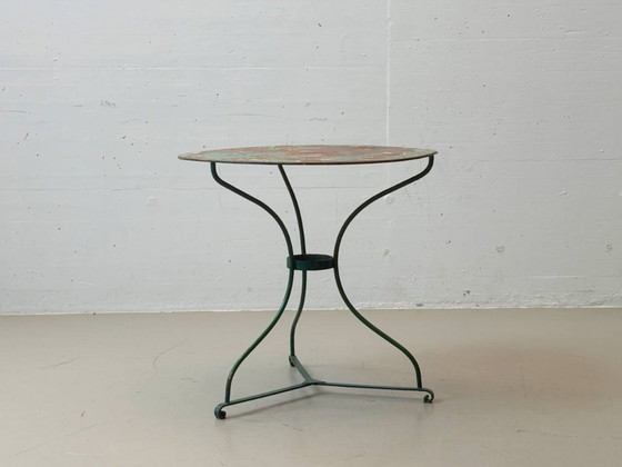 Image 1 of Green French gueridon metal garden table, 1950s