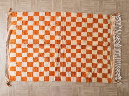 Handmade orange rug, 250cm x 150cm