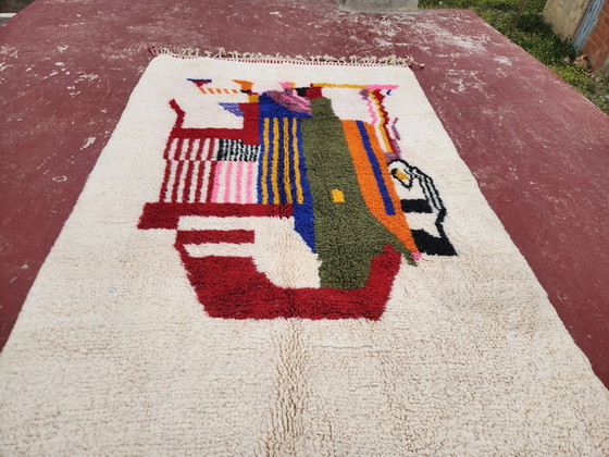 Artistic Berber rug 243x156 cm – Ecru wool & colourful abstract patterns – Rugs & carpets, Cotton, Modern (photo 8 of 10)