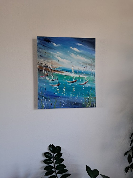 Image 1 of Evelina VINE - Abstracte boten - Kunstenaarsschilderij