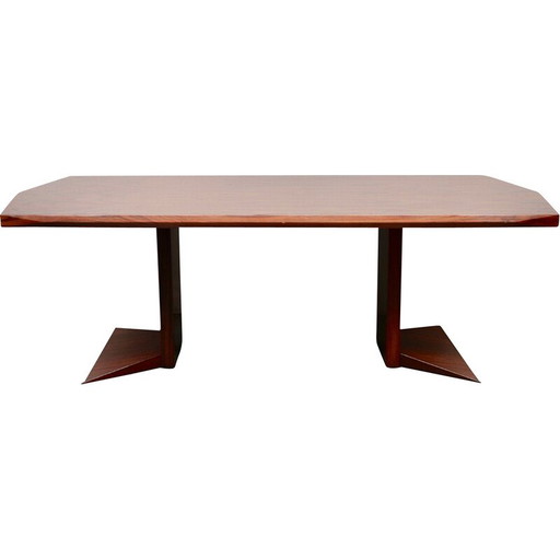Table vintage en placage de bois de rose, Italie 1970