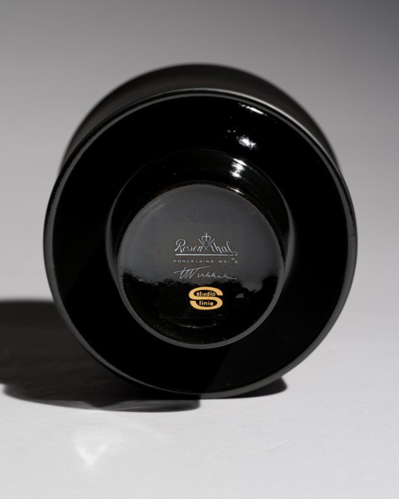 Image 1 of Tapio Wirkkala Porcelaine Noire Vase Duo Rosenthal MCM Chic Minimalist & Iconic