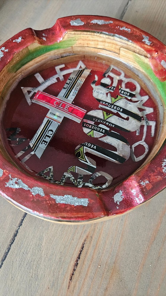 Image 1 of Handmade Cigar Ashtray, Epoxy Resin Wood Art, Luxury Smoking Accessories, Burl Wood Style, Groomsmen Gift.
