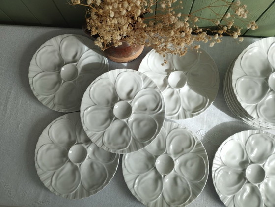 Image 1 of Lot de 6 assiettes à huitres en porcelaine de Pillivuyt