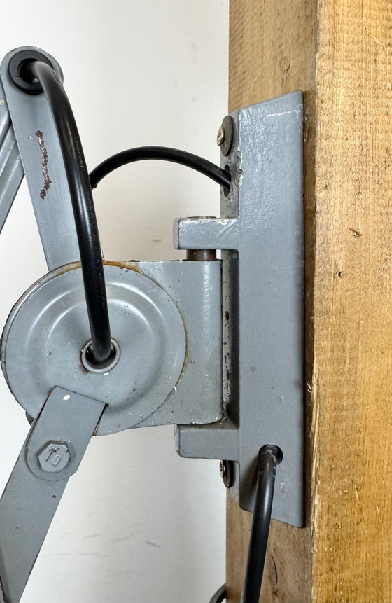 Image 1 of Grijze industriële schaarwandlamp van Elektroinstala, jaren 60