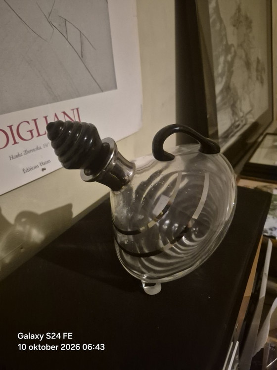 Danish Art Deco decanter Kastrup Holmegaard – Glass & Decanter, Glass, Metal (photo 3 of 7)