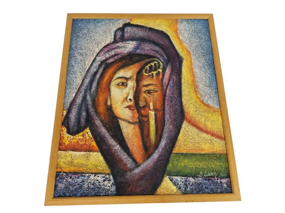 Image 1 of B. (Benjamin) Lang - Senza titolo - Astratto - Acrilico - fibra di cocco - anni '70