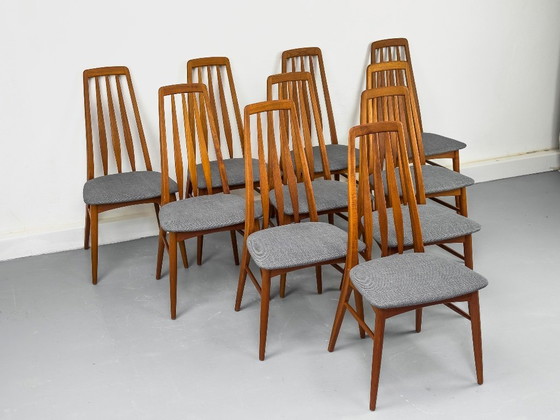 Image 1 of 10x chaises Eva en teck par Niels Koefoed pour Hornslet Møbelfabrik, années 1960