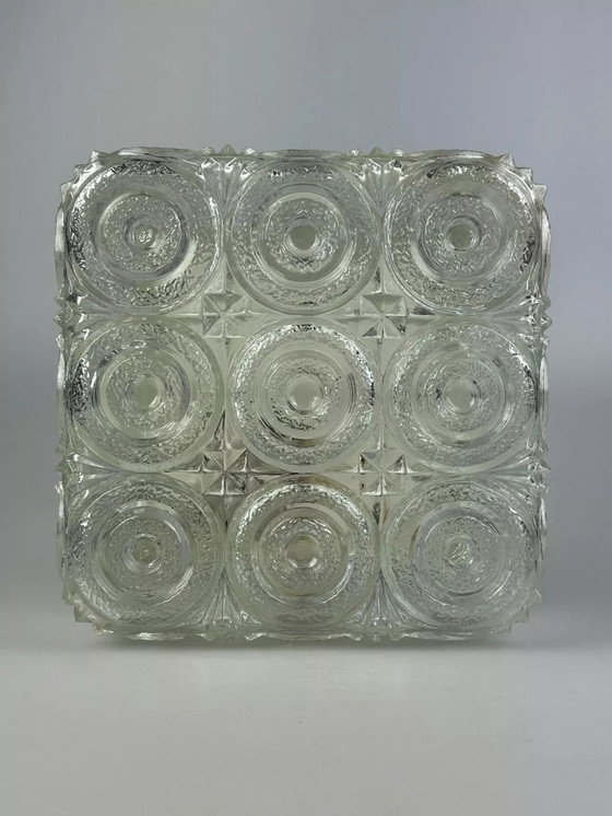 Image 1 of Lampada da soffitto anni &#39;60-&#39;70 Glashütte Limburg Germania Plafoniere in vetro e metallo