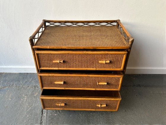 Image 1 of Commode en bambou et rotin Angraves, style milieu du siècle, années 1970