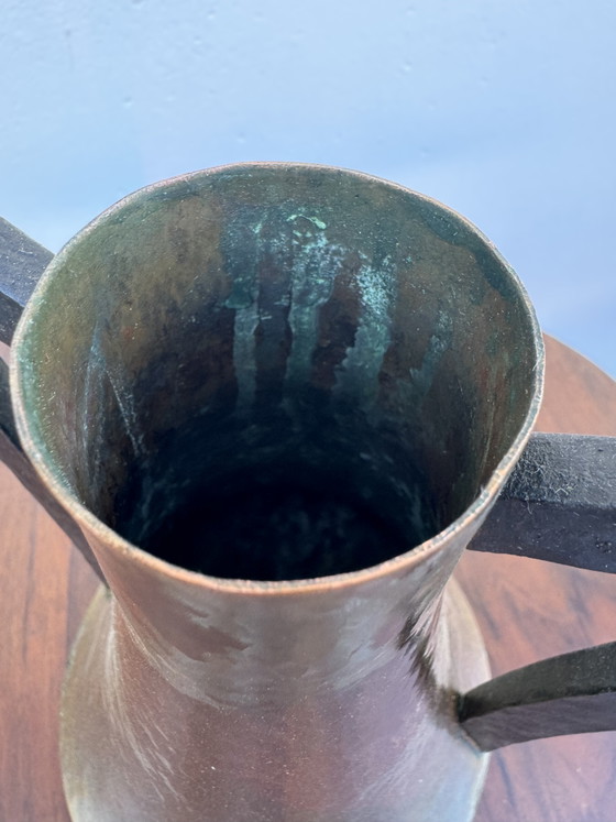Art Nouveau Vase, Hammered and Flamed Copper (photo 11 of 12)