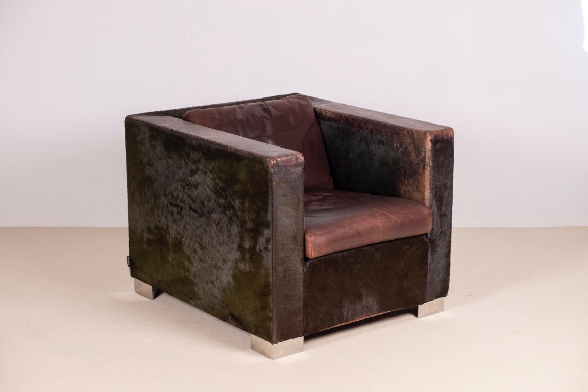 Rodolfo Dordoni Suitcase Armchair in Pony Leather, 1997 Minotti