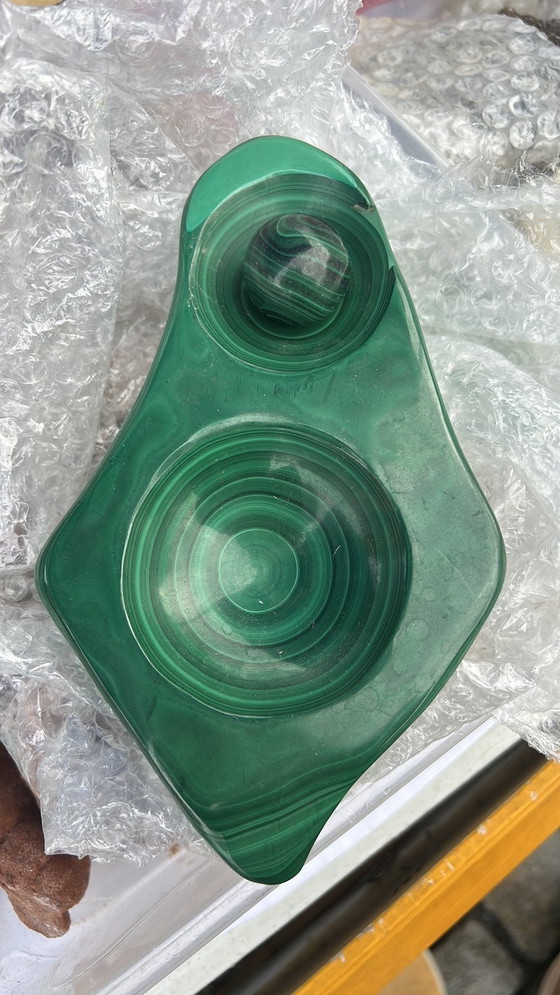 Image 1 of Schmucktablett und Eier aus Malachit