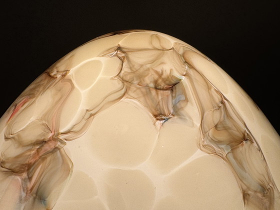 Image 1 of Vintage gemarmerde plafondlamp - elegantie in glas en metaal