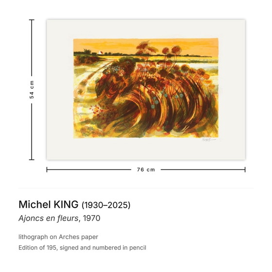 Image 1 of Michel KING Ajoncs en fleurs Lithographie signée 1970