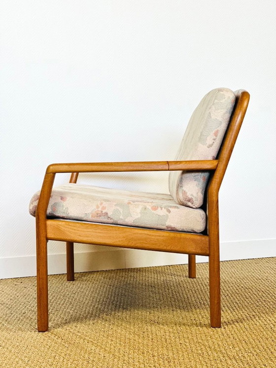 Image 1 of Banquette danoise en teck et tissu floral par Dyrlund, Danemark, 1960s