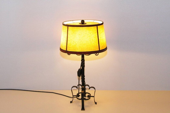 Image 1 of Lampe Beistelllampe Eisen Kunstleder 73cm Vintage