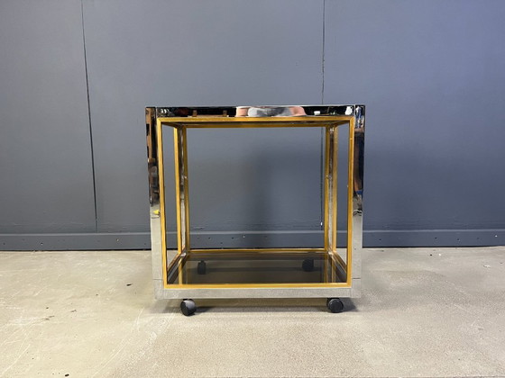 Image 1 of Italienischer Getränkewagen aus Messing und Chrom im Stil von Romeo Rega, 1970er Jahre