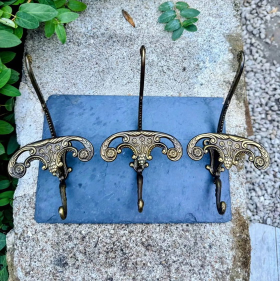 3 patères baroques en laiton massif – Portemanteaux, Brass, Barok (photo 8 of 8)