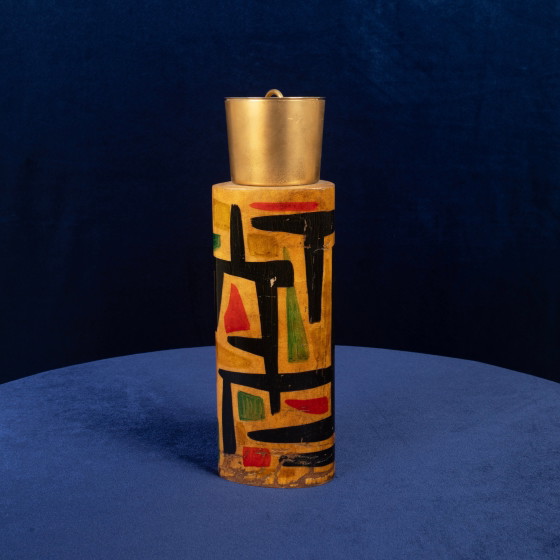Thermos Aldo Tura Mod. 796D en parchemin à décor abstrait, 1940 – Objets déco, Leather, Abstract (photo 4 of 24)