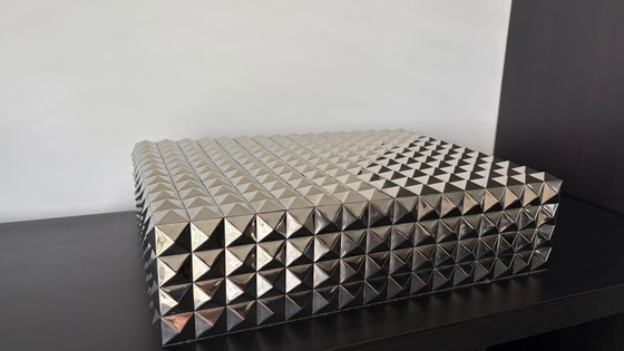 Image 1 of Eichholtz Luxe box Vivienne maat Large Zilver, 40x30x10 cm