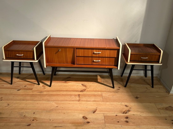 Image 1 of Prachtig vintage rockabilly tv meubel & 2 kastjes