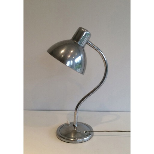Lámpara de mesa flexible cromada vintage, 1960