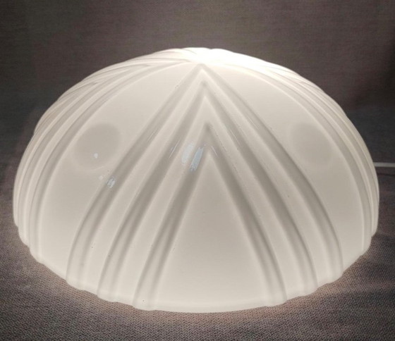 Lampada da Parete o Plafoniera Vintage in Vetro Latte, Anni '70, Plafoniere, Metallo, Bianco (foto 11 di 14)