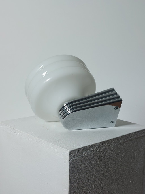 Vintage Wandlampe Milchglas Chrom Art Deco 