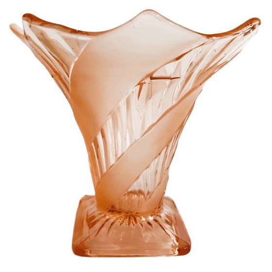 Image 1 of Antique Art Deco Vase Rosaline Glass 1930s